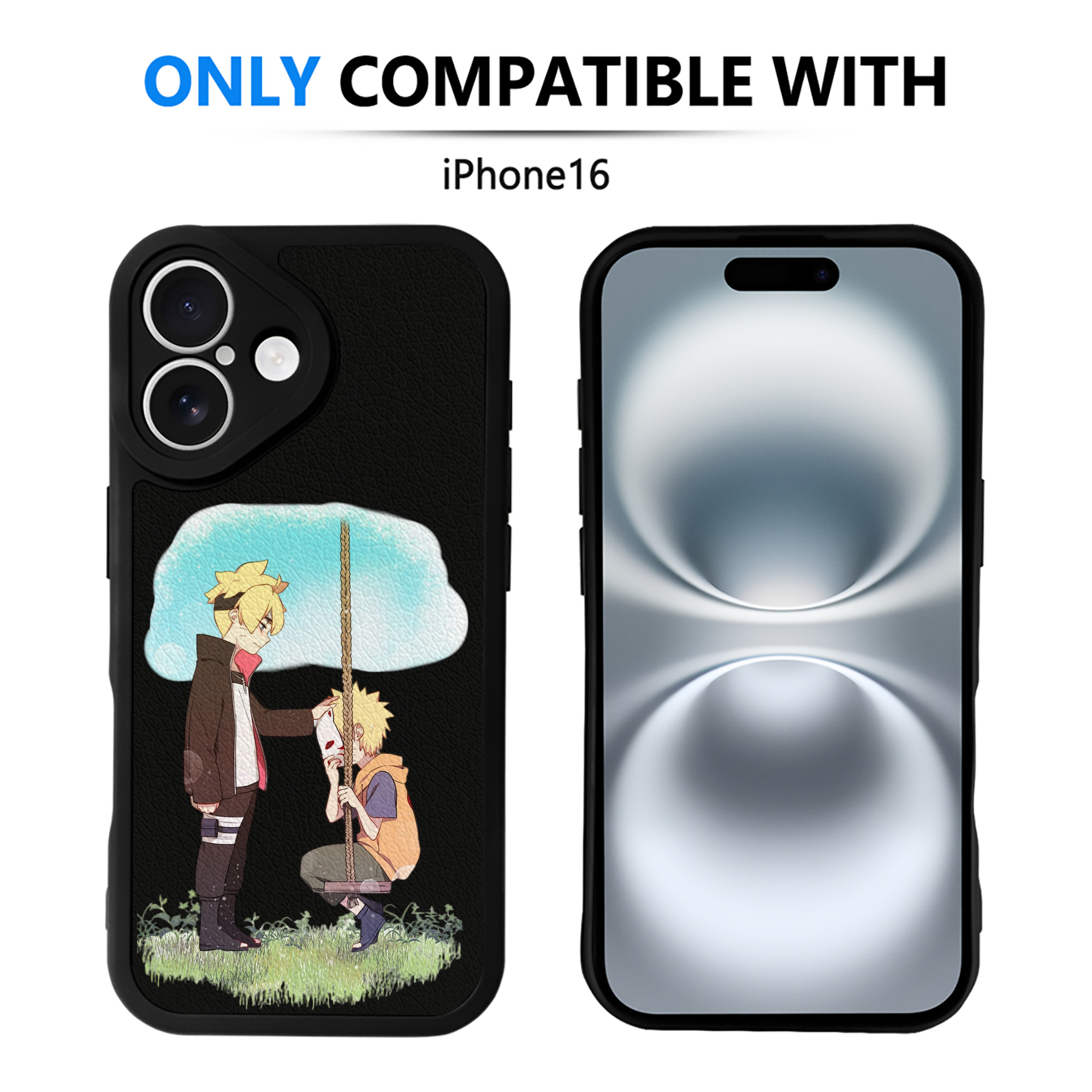 （画像用） NARUTO -ナルト- うずまき ボルト Uzumaki Boruto 【iPhone 16シリーズ対応】シリコンスマホケース（レザー調） 材質：シリコン